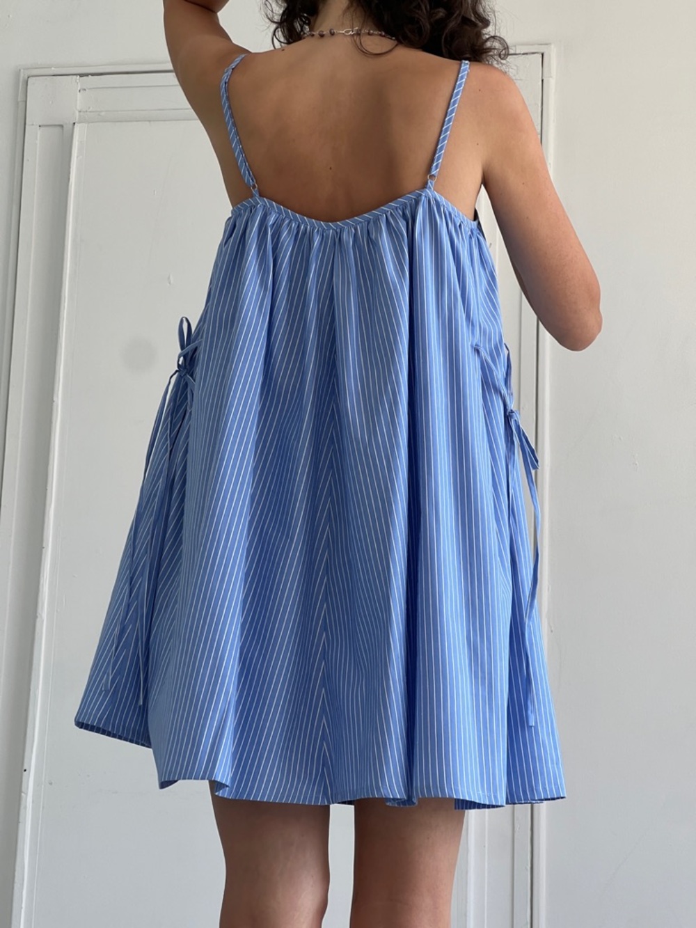 A Bronze Age Breezy Dress Porter Stripe Blue Cotton